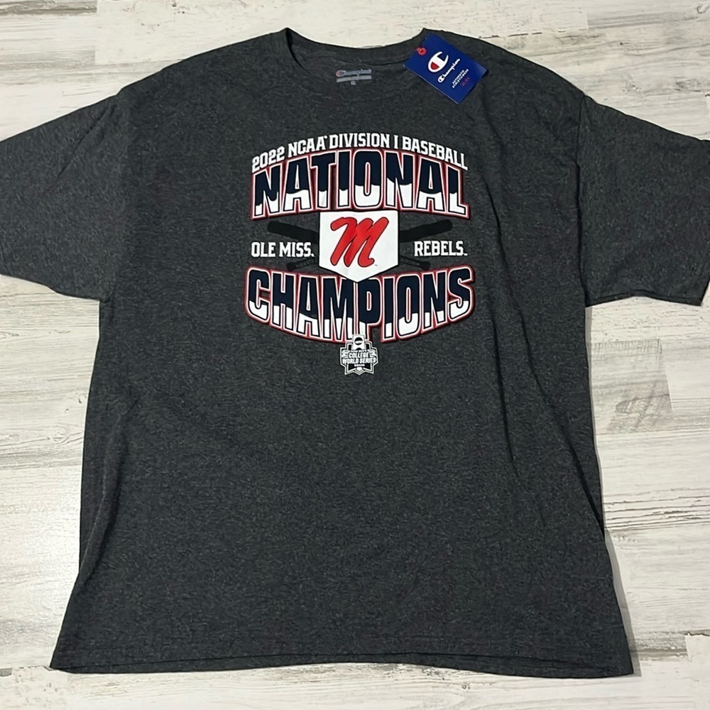 Ole Miss 2022 National Championship Baseball Tee Size XL NWT